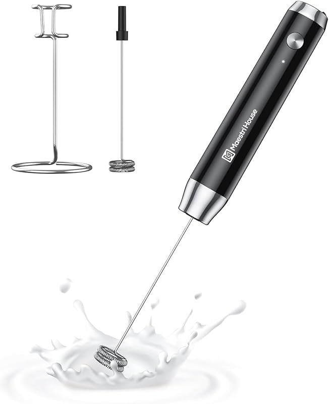 Maestri House LunaFro Rechargeable Handheld Milk Frother with Stand, W
