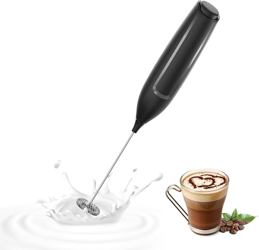 Handheld Battery-Operated Milk Frother with Stainless Steel Whisk, Ele