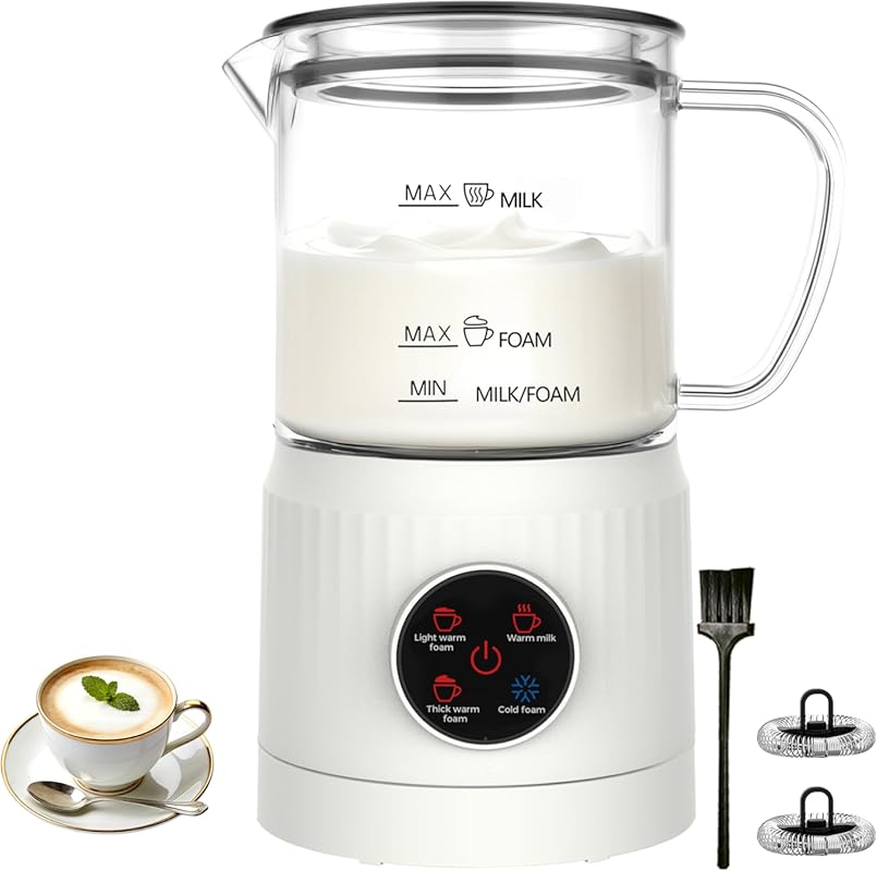 4-in-1 Electric Milk Frother with LED Touch Screen, Ceramic Lining, 13