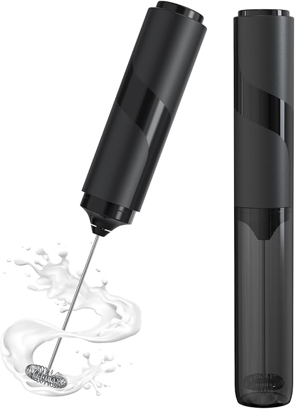 Battery Operated Handheld Milk Frother with Cover, Electric Foam Maker