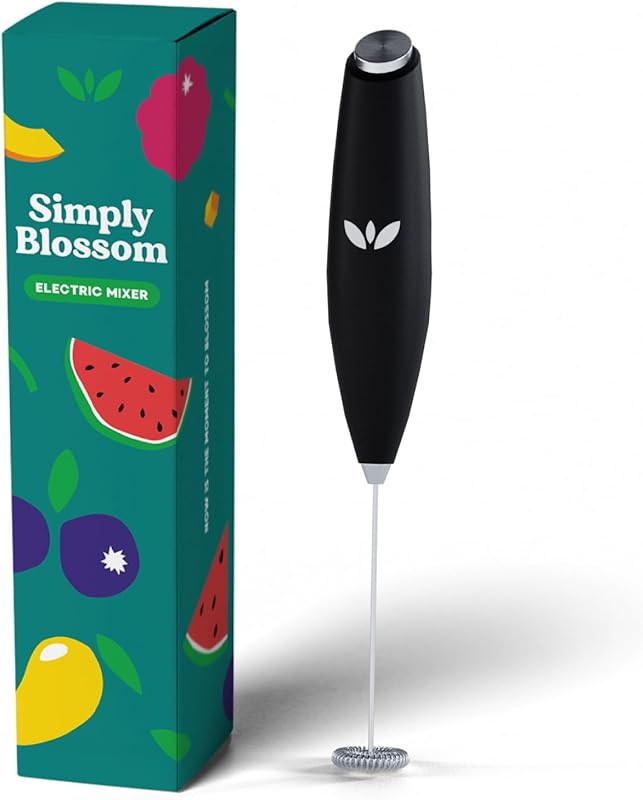 Simply Blossom Electric Handheld Milk Frother and Drink Mixer with Sta