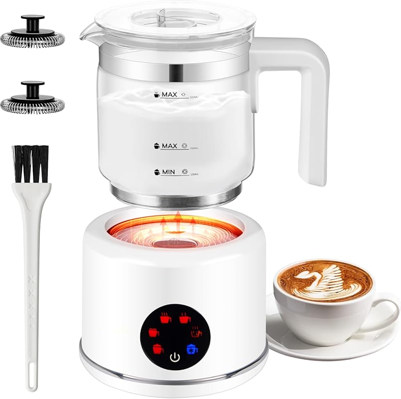 6-in-1 Electric Milk Frother and Steamer 17oz with Auto Warm and Cold 