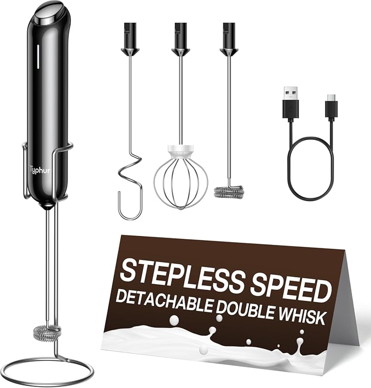 InstaWhisk Rechargeable Milk Frother Wand with Variable Speed and Deta