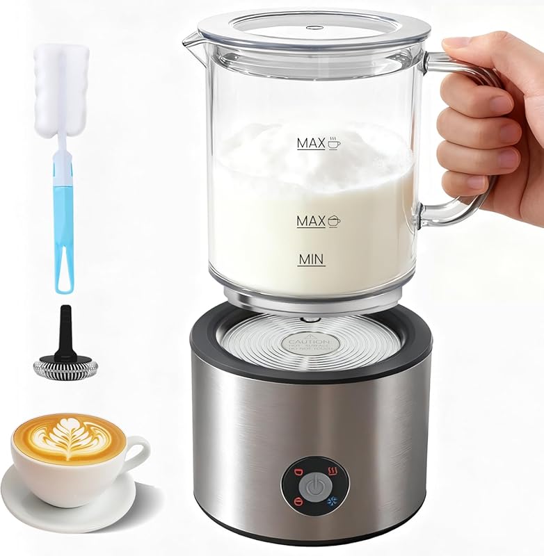 4-in-1 Detachable Electric Milk Frother and Steamer 16.9oz, Dishwasher