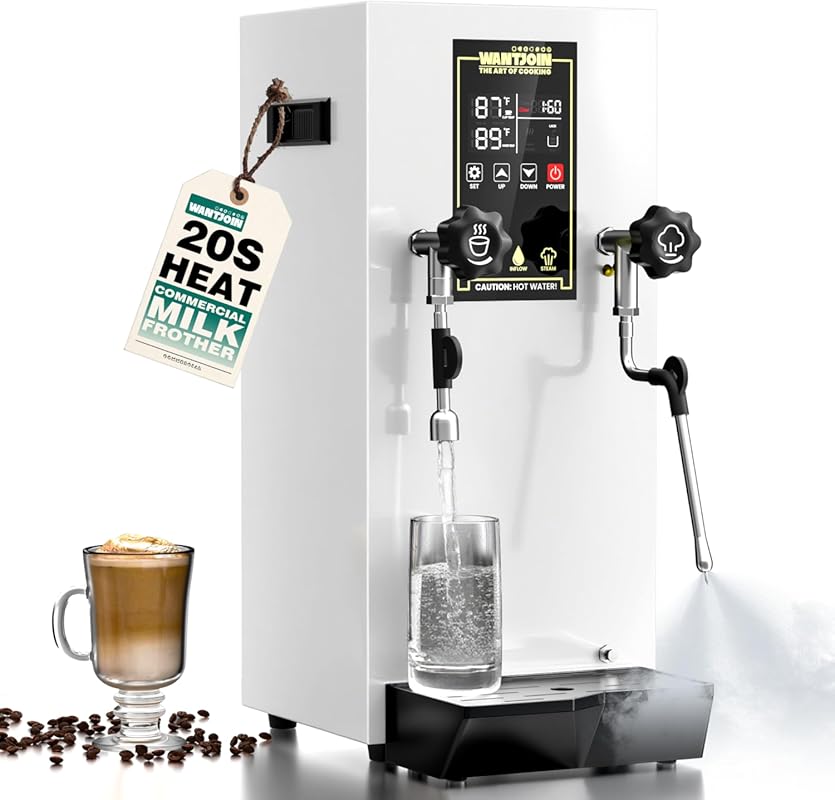 WantJoin 1800W Commercial Milk Frother with Hot Water Dispenser, Bever