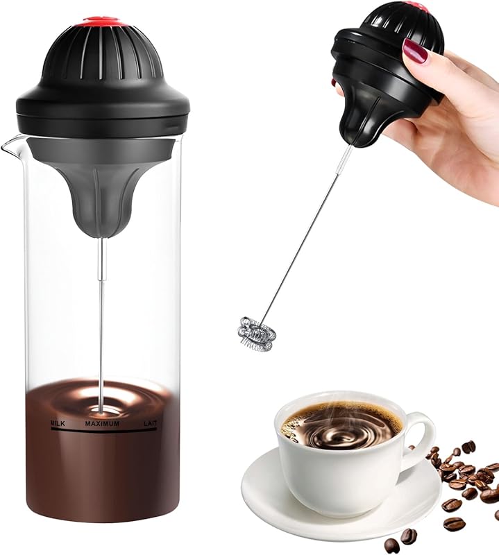 Handheld Battery Operated Electric Milk Frother Cup with 500ml Glass P