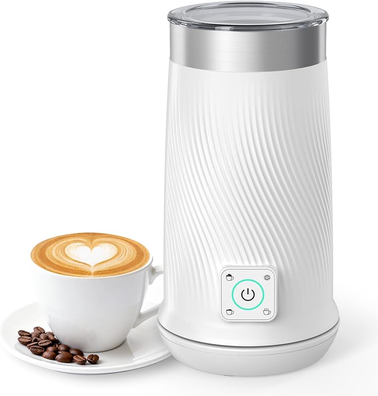 4-in-1 Electric Milk Frother and Steamer, Warm and Cold Foam Maker wit