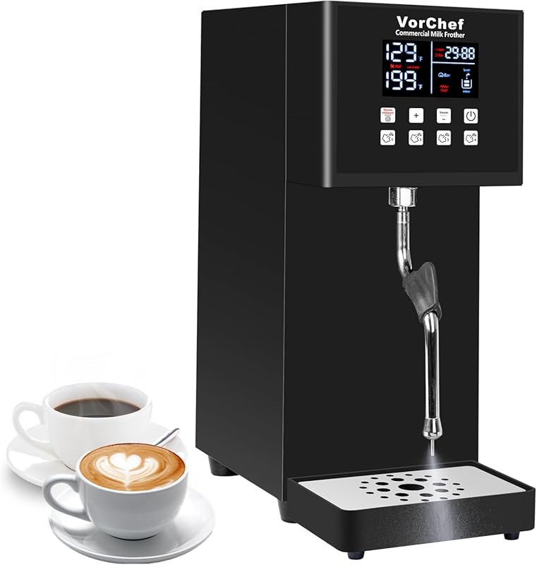 Commercial 2200W Black Milk Frother, Automatic Steam Machine for Coffe