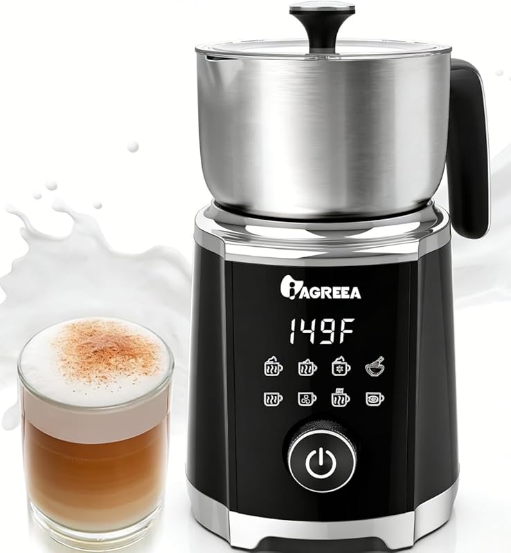 IAGREEA Electric Milk Frother with 20.3oz Capacity, Variable Temperatu